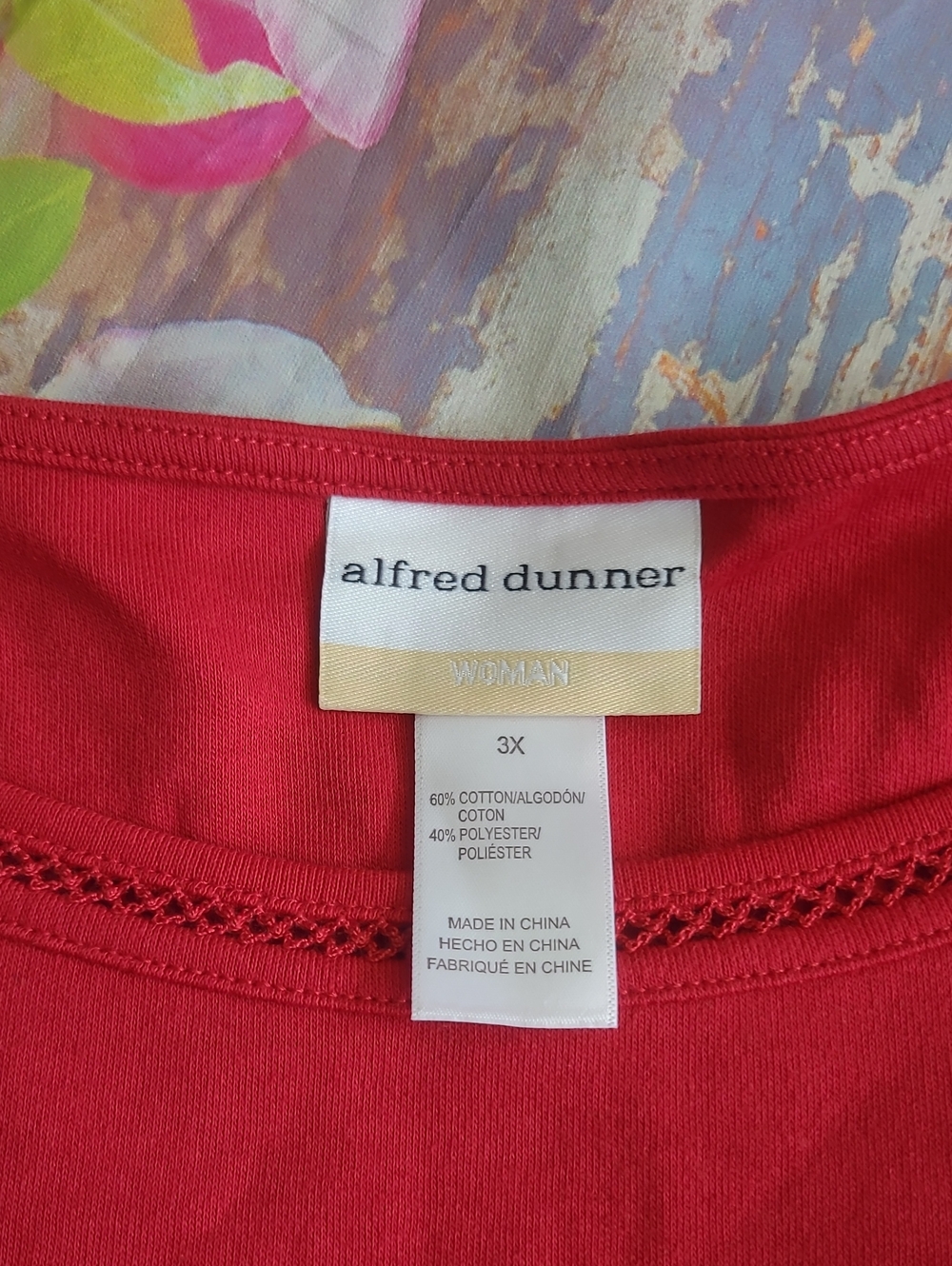 Alfred Dunner Woman 3x Red Walk on the Wild Side 3/4 sleeve NEW